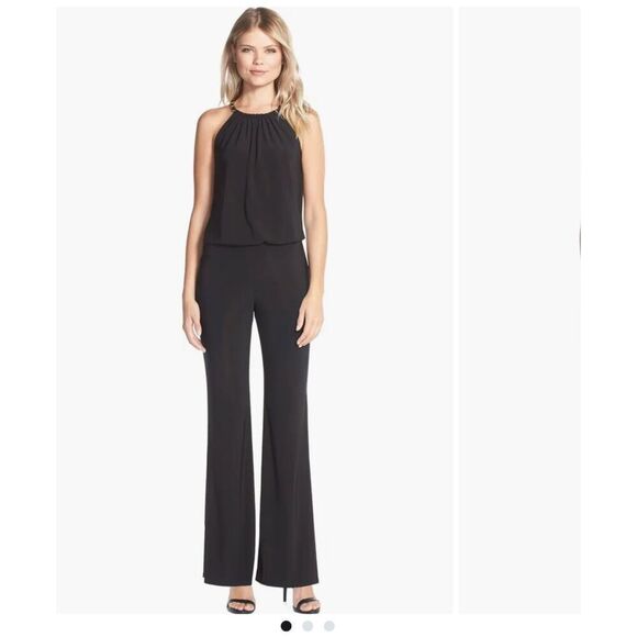 LAUNDRY BY SHELLI SEGAL | rieley chain detail jersey jumpsuit black 8P NWT - Picture 1 of 13